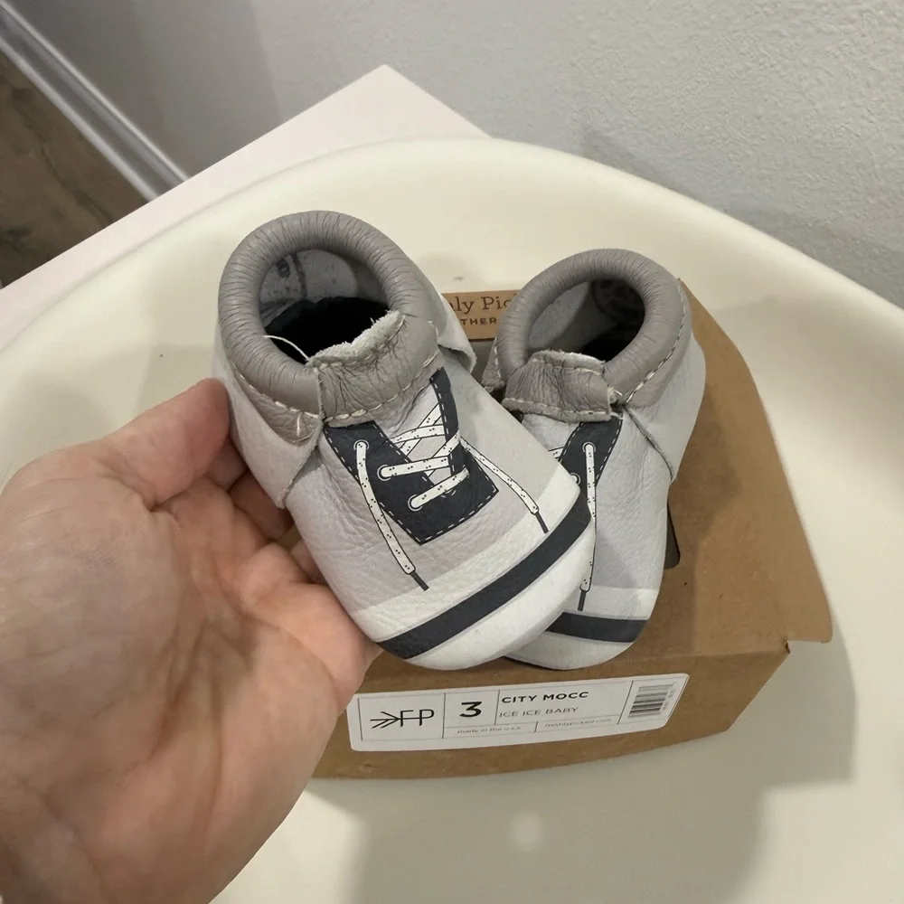 Boy Gray Moccasins